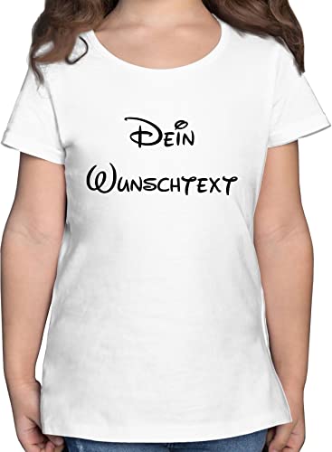 T-Shirt Mädchen - Aufdruck selbst gestalten - Wunschtext - 140 (9/11 Jahre) - Weiß - with Text eigenem dem Name texten zum erstellen Machen Lassen selbstgewähltem individuellen eigener Schriftzug von Geschenk mit Namen personalisiert by Shirtracer