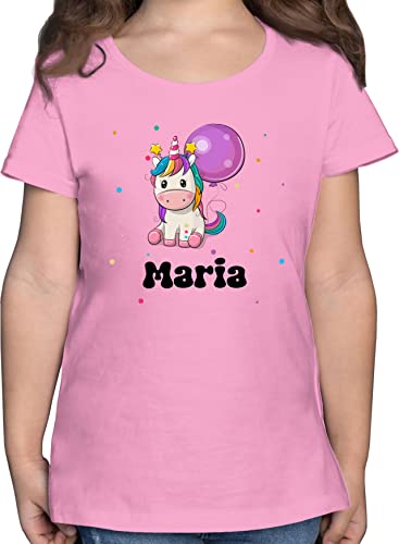 T-Shirt Mädchen - Einhorn Einhörner Unicorn Geburtstag - 104 (3/4 Jahre) - Rosa - personalisierte Kinder Shirt Tshirt t Name und Shirts Kind personalisiertes Maedchen t-Shirts für Geschenke von Geschenk mit Namen personalisiert by Shirtracer