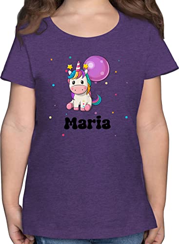 T-Shirt Mädchen - Einhorn Einhörner Unicorn Geburtstag - 104 (3/4 Jahre) - Lila Meliert - personalisierte Kinder Tshirt und Shirt t Kind personalisiertes Shirts Einhorn+Tshirt+Kinder Name von Geschenk mit Namen personalisiert by Shirtracer