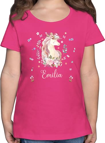 T-Shirt Mädchen - Einhorn Geschenke mit Name - 116 (5/6 Jahre) - Fuchsia - Kinder t Shirt Unicorn Tshirt Kind namens personalisierte einhörner Shirts personalisiertes einhörnern für von Geschenk mit Namen personalisiert by Shirtracer