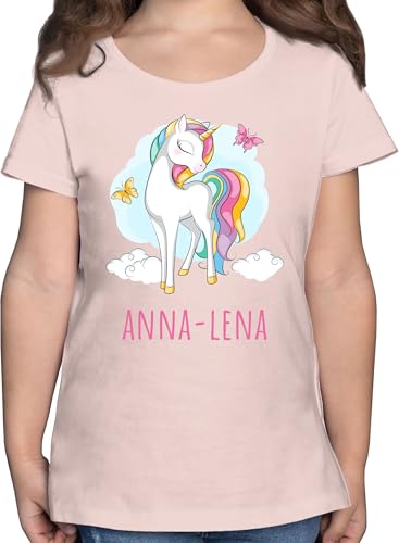 T-Shirt Mädchen - Einhorn mit Name personalisiert Geschenk Unicorn I Einhörner Kinder Geschenk - 104 (3/4 Jahre) - Rosa - t Shirt Einhorn-thsirt Unicorns personlisierte Tshirt personalisiertes von Geschenk mit Namen personalisiert by Shirtracer