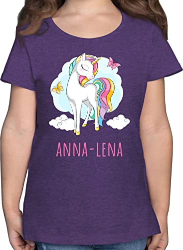 T-Shirt Mädchen - Einhorn Unicorn Einhörner Kinder Geschenk - 116 (5/6 Jahre) - Lila Meliert - Name Tshirt Shirt personalisierte t Geschenke Shirts personalisiertes und t-Shirts Kind eigenem von Geschenk mit Namen personalisiert by Shirtracer