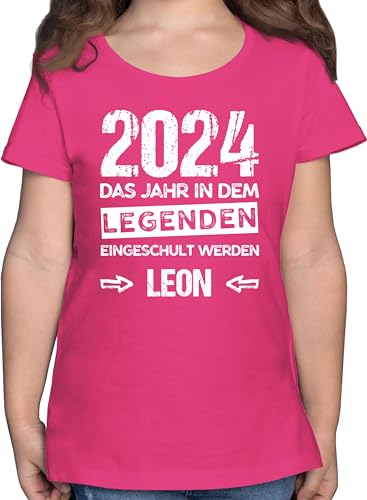 T-Shirt Mädchen - Einschulung - Das Jahr in dem Legenden eingeschult Werden - 164 (14/15 Jahre) - Fuchsia - Schulkind Tshirt Einschulung-Schulkind Shirt Kinder einschulungst-Shirt schulkinder von Geschenk mit Namen personalisiert by Shirtracer