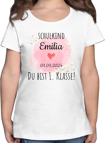 T-Shirt Mädchen - Einschulung - Schulkind - Du bist erste Klasse - 116 (5/6 Jahre) - Weiß - Alles für den Schulanfang Tshirt mädels Shirt schulanfangsgeschenke Kinder t erstes schuljahr Shirts von Geschenk mit Namen personalisiert by Shirtracer