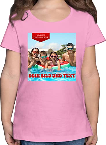 T-Shirt Mädchen - Bild - Eigenem Foto - 116 (5/6 Jahre) - Rosa - zum selbst Bedrucken selber Bilder with Your own Photo and Text Fotos bildgeschenke personalisierbarer Fotoprint bildern eigenes von Geschenk mit Namen personalisiert by Shirtracer