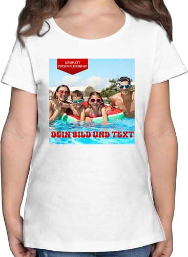 T-Shirt Mädchen - Bild - Eigenem Foto - 152 (12/13 Jahre) - Weiß - und wunschtext Kinder selbst gestalten Text Bedrucken Design Logo Print Foto+Name personalisierte Drauf drucken Lassen Shirt von Geschenk mit Namen personalisiert by Shirtracer