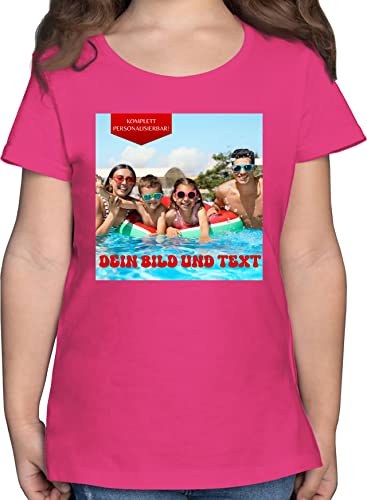 T-Shirt Mädchen - Bild - Eigenem Foto - 104 (3/4 Jahre) - Fuchsia - eigenes Design Aufdruck günstig zum beschriften wunschdruck selber schreiben Personalized Personalised Gifts drucken Text von Geschenk mit Namen personalisiert by Shirtracer