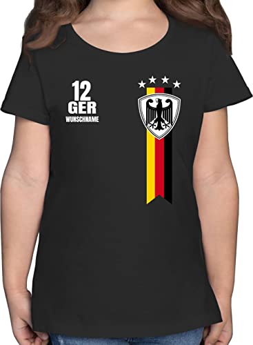 T-Shirt Mädchen - 2024 Fussball EM Fanartikel - Germany WM Fan Deutschland - 164 (14/15 Jahre) - Schwarz - Kinder Tshirt fußball Europa Nationalmannschaft Shirt Personalisieren t Shirts für von Geschenk mit Namen personalisiert by Shirtracer