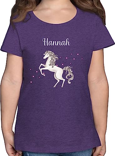 T-Shirt Mädchen - Pferd - Pferde Geschenk Horse Horses - 116 (5/6 Jahre) - Lila Meliert - REIT Tshirt Kinder pferdemotiv t Shirts reitshirt Maedchen pferden Shirt reitklamotten reite t_Shirt von Geschenk mit Namen personalisiert by Shirtracer