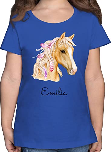 T-Shirt Mädchen - Pferd Pferde - Pferdekopf - 140 (9/11 Jahre) - Royalblau - tiermotiv Tshirt pferdeshirts Kinder für Reiter pferdemotiven kindershirts t Shirt Animal Print reittshirts von Geschenk mit Namen personalisiert by Shirtracer