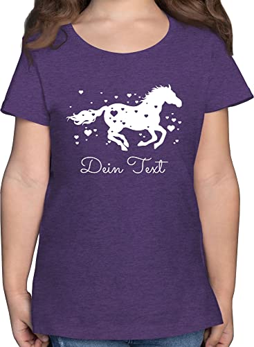 T-Shirt Mädchen - Pferde - Pferd Dein Name Wunschtext Text - 152 (12/13 Jahre) - Lila Meliert - pferdemotive Shirt Kinder Tshirt Geschenke für Reiterin Kind t Reitsport t-Shirts pferdemotiv von Geschenk mit Namen personalisiert by Shirtracer