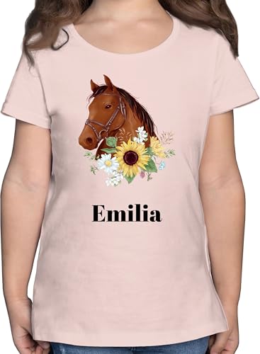 T-Shirt - Pferd - Pferde Mädchen Geschenk I Pferdekopf - 140 (9/11 Jahre) - Rosa - personalisierte t Shirts pferdezubehör Tshirt reiten Shirt pferdeshirts Kinder Reiter t-Shirts pferdeshirt von Geschenk mit Namen personalisiert by Shirtracer
