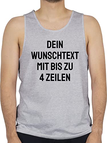 Tanktop Herren Tank Top Männer - Aufdruck selbst gestalten - Wunschtext - M - Grau meliert - beschriften lassen eigenem text selber machen selbstgestalten schriftzug namens individuell von Geschenk mit Namen personalisiert by Shirtracer