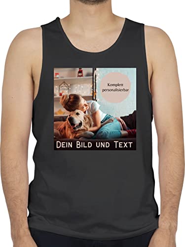 Tanktop Herren Tank Top Männer - eigenem - Foto Bild Geschenk I Dein Bild und Text - XXL - Schwarz - achselhemden selbst drucken Photo muskelshirts selber Bedrucken Lassen personalisiertes Fotos von Geschenk mit Namen personalisiert by Shirtracer