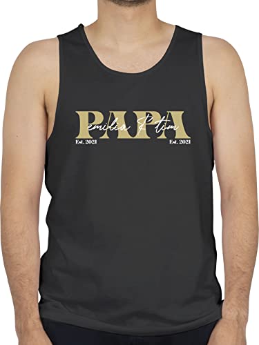 Tanktop Herren Tank Top Männer - zum Vatertag - Papa Geschenk mit Namen Kinder Datum Geburtsjahr I Weihnachten I Geburtstag - M - Schwarz - personalisierte Vatertagsgeschenk Son Vater dad väter von Geschenk mit Namen personalisiert by Shirtracer