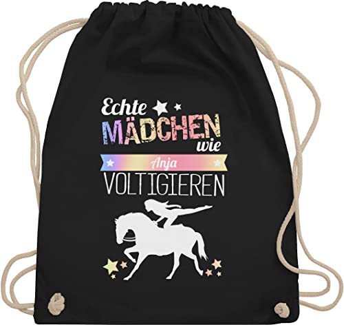 Turnbeutel Rucksack - Pferd Pferde - Echte Mädchen voltigieren Namen - Unisize - Schwarz - reiten zubehör pferderucksäcke pferden voltigier beutel name pferderucksack pferdemotiv wie stoffbeutel von Geschenk mit Namen personalisiert by Shirtracer