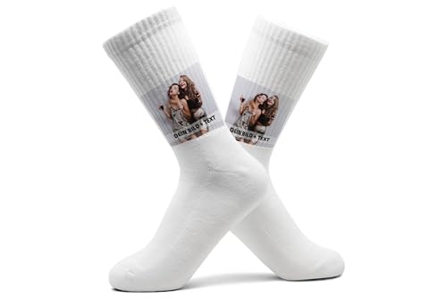 Socken mit eigenem Bild und Text Frauen Tennissocken mit Foto selbst gestalten Tennissocken Beste Freundinnen Geschenk BFF I - 37-41 - Weiß - custom face socks fotosocken bilder photo strümpfe von Geschenk mit Namen personalisiert by Shirtracer