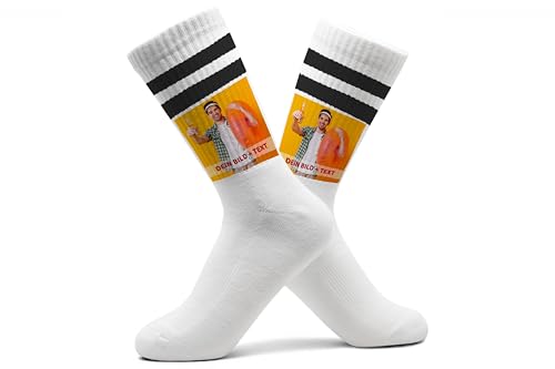 Socken mit eigenem Bild und Text Männer Tennissocken mit Foto selbst gestalten Tennissocken Beste Freunde Geschenk Herren I - 37-41 - Schwarz - custom made sox fotosocken bilder socks von Geschenk mit Namen personalisiert by Shirtracer