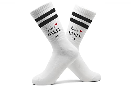 Tennissocken Bester Onkel Socken Onkels Geschenk Geburtstag I Tennissocken für Onkels mit Name - 37-41 - Schwarz - personalisiertem aufdruck personalisierte uncle best socks der beste männer von Geschenk mit Namen personalisiert by Shirtracer