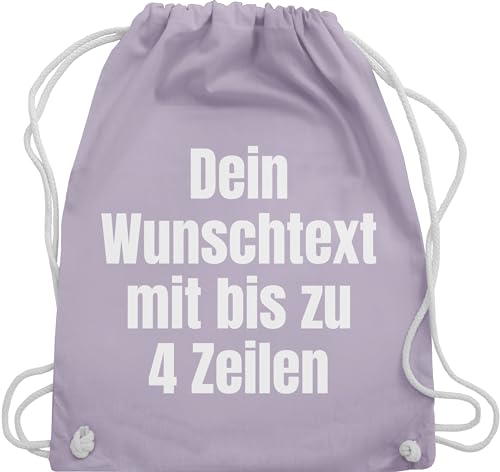 Turnbeutel Rucksack - Aufdruck selbst gestalten - Wunschtext I Eigener Text I Custom Text - Unisize - Pastell Lila - personalisierter beutel stoffbeutel name personalisierte datum stoffrucksack von Geschenk mit Namen personalisiert by Shirtracer