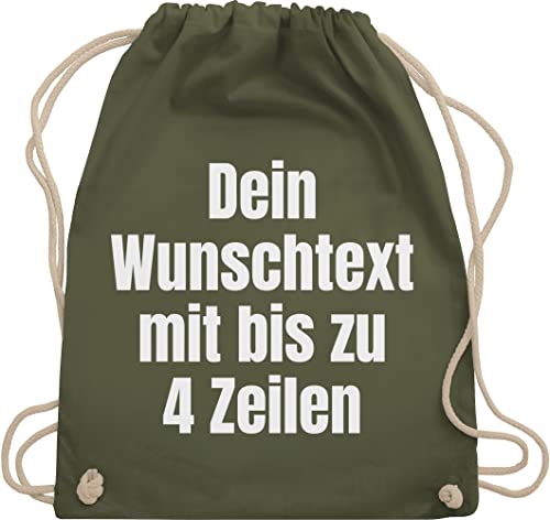 Turnbeutel Rucksack - Aufdruck selbst gestalten - Wunschtext I Eigener Text I Custom Text - Unisize - Olivgrün - personalisierter beutel stoffbeutel name personalisierte datum stoffrucksack von Geschenk mit Namen personalisiert by Shirtracer