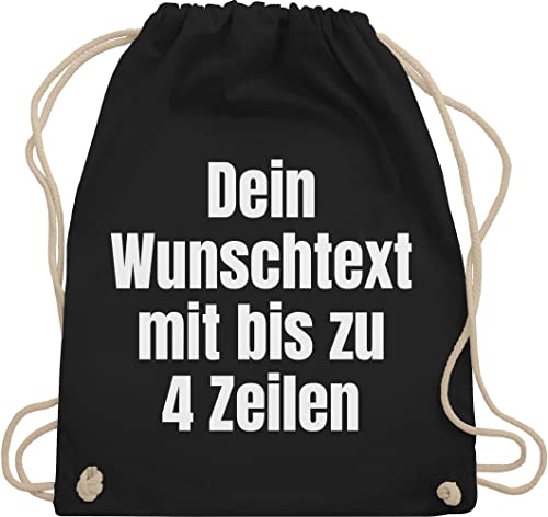 Turnbeutel Rucksack - Aufdruck selbst gestalten - Wunschtext - Unisize - Schwarz - personalisierter beutel stoffbeutel name personalisierte text stoffrucksack für wechselkleidung kindergartenbeutel von Geschenk mit Namen personalisiert by Shirtracer