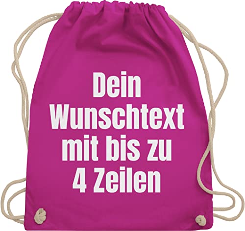 Turnbeutel Rucksack - Aufdruck selbst gestalten - Wunschtext - Unisize - Fuchsia - personalisierte wechselkleidung beutel stoffbeutel schule 4 zeilen eigenem text stofftasche personalisierter von Geschenk mit Namen personalisiert by Shirtracer