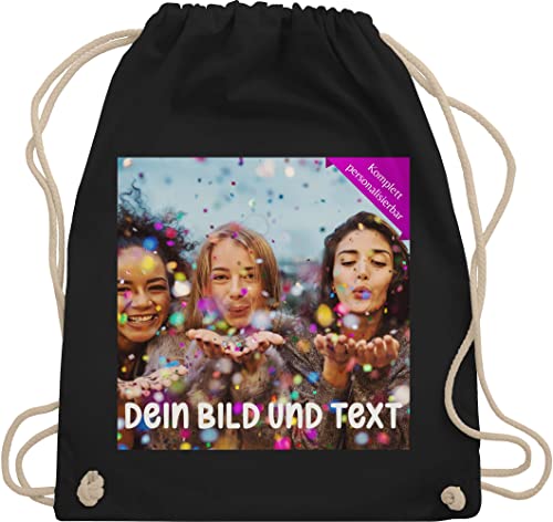 Turnbeutel Rucksack - Foto eigenem Bild - Fotogeschenk - Unisize - Schwarz - jga kita beutel selbst drucken beschriften stoffbeutel personalisiert+bild selber gestalten muttertagsgeschenke von Geschenk mit Namen personalisiert by Shirtracer