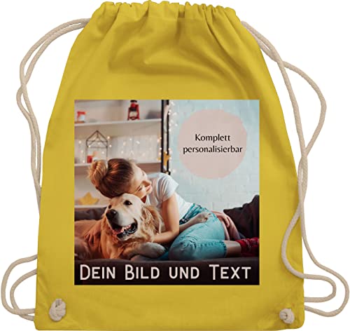 Turnbeutel Rucksack - eigenem - Foto Bild Geschenk - Unisize - Gelb - kita beutel wechselsachen selber gestalten fotos kindergarten zum bedrucken jungen individuell gestaltete stoffbeutel von Geschenk mit Namen personalisiert by Shirtracer