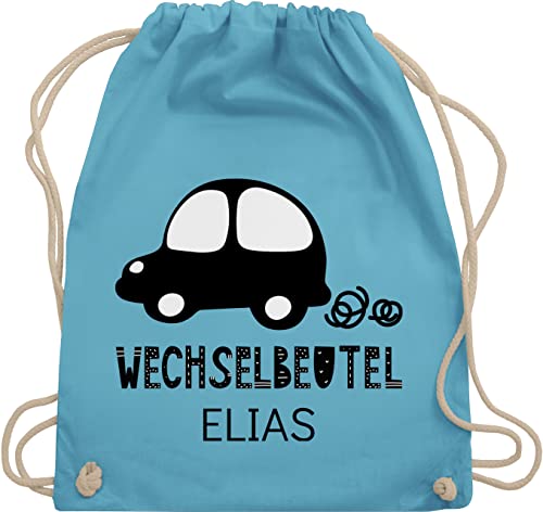 Turnbeutel Rucksack - Kita Beutel Wechselsachen Mädchen - Wechselbeutel mit Auto - Unisize - Hellblau - wäschebeutel für kindergarten kindergartenbeutel personalisierte name stoffbeutel von Geschenk mit Namen personalisiert by Shirtracer