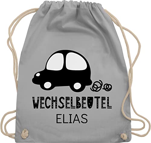 Turnbeutel Rucksack - Kita Beutel Wechselsachen Mädchen - Wechselbeutel mit Auto - Unisize - Hellgrau - bag wechselkleidung kindergartenrucksack jungen wechselwäsche rucksäcke von Geschenk mit Namen personalisiert by Shirtracer