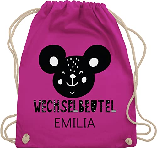 Turnbeutel Rucksack - Kita Beutel Wechselsachen Mädchen - Wechselbeutel mit Maus - Unisize - Fuchsia - kindergarten wechselkleidung turnsackerl für name kita-rucksack wechselwäsche tasche pyjama von Geschenk mit Namen personalisiert by Shirtracer