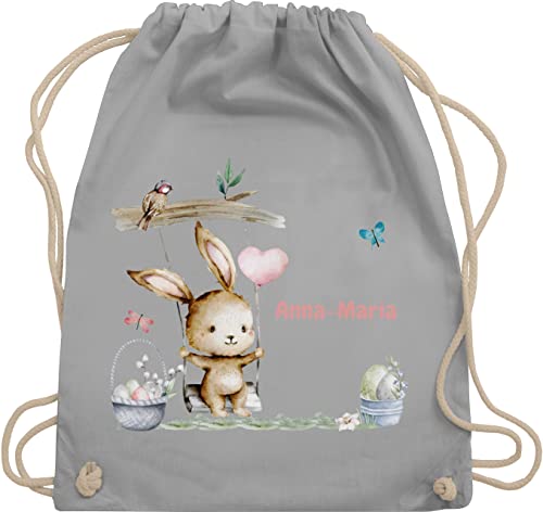 Turnbeutel Rucksack - Ostergeschenke Ostern - Hase Süß Kinder - Unisize - Hellgrau - sackerl tasche kindergarten personalisierte turnsack stoffbeutel sportbeutel sporttasche für stofftaschen von Geschenk mit Namen personalisiert by Shirtracer