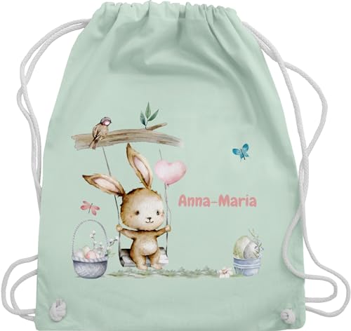 Turnbeutel Rucksack - Ostergeschenke Ostern - Hase Süß Kinder personalisiert I Osterhase - Unisize - Pastell Grün - beutel schulkind ostertasche osterngeschenke kaninchen stofftasche von Geschenk mit Namen personalisiert by Shirtracer