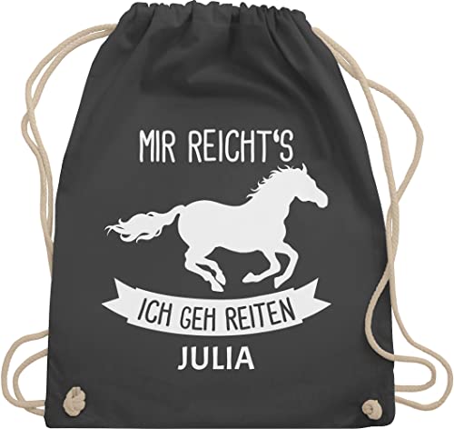 Turnbeutel Rucksack - Pferd Pferde - Mir reichts ich geh reiten - Unisize - Dunkelgrau - coole sachen für pferdemädchen stoffrucksack beutel kindergarten mädchen reiter turnsack tasche reitsport von Geschenk mit Namen personalisiert by Shirtracer