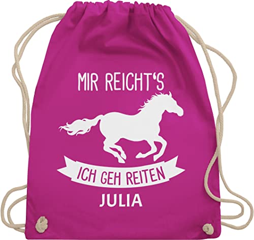 Turnbeutel Rucksack - Pferd Pferde - Mir reichts ich geh reiten - Unisize - Fuchsia - geschenke für reiterinnen taschen pferderucksack mädchen reit sachen sporttasche kindergarten beutel von Geschenk mit Namen personalisiert by Shirtracer