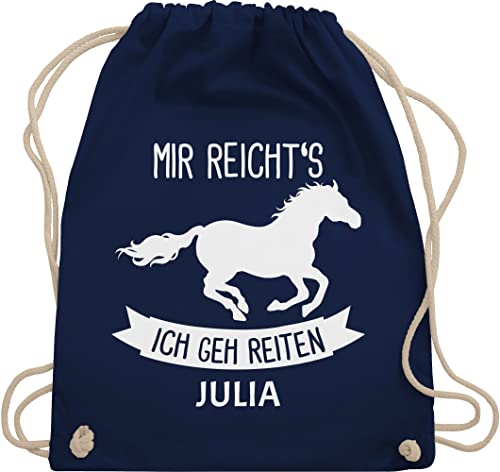 Turnbeutel Rucksack - Pferd Pferde - Mir reichts ich geh reiten - Unisize - Navy Blau - geschenke für pferdefans stofftasche sporttasche mädchen schule pferdemotive rucksäcke kita beutel reiterin von Geschenk mit Namen personalisiert by Shirtracer