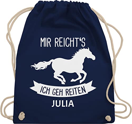 Turnbeutel Rucksack - Pferd Pferde - Mir reichts ich geh reiten - Unisize - Navy Blau - tasche zum reit sachen für mädchen pferden gehe stoffrucksack pferderucksäcke pferdemotiv beutel von Geschenk mit Namen personalisiert by Shirtracer