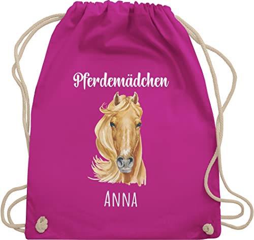 Turnbeutel Rucksack - Pferd - Pferdemädchen mit Namen - Pferde Mädchen Geschenk Personalisierte Geschenke Pferdemädchen Pferde Geschenke für Mädchen Pferde Sachen mit Namen Reiten - Unisize von Geschenk mit Namen personalisiert by Shirtracer