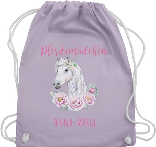 Turnbeutel Rucksack - Pferd Pferde - Reiten Mädchen Namen - Pferdemädchen - Unisize - Pastell Lila - für pferdeliebhaber baumwolle zum pferdegeschenk kinder reit sachen von Geschenk mit Namen personalisiert by Shirtracer