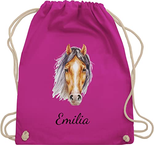 Turnbeutel Rucksack - Pferd - Pferde Geschenk I Pferdekopf Pferde Mädchen - Unisize - Fuchsia - pferdeliebhaber sportbeutel kindergarten beutel pferdefan sporttasche kindergartenrucksack von Geschenk mit Namen personalisiert by Shirtracer