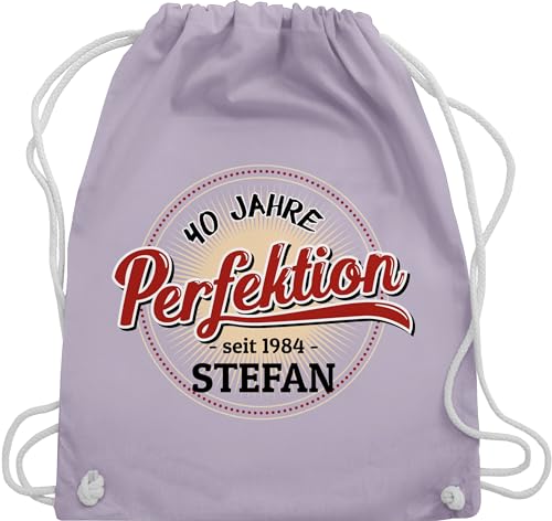 Turnbeutel Rucksack - 40. Geburtstag - 40 Jahre Perfektion - seit 1984 - mit Name - Unisize - Pastell Lila - zum 1983 beutel geschenke personalisieren personalisierte vierzigster 40.geburtstag von Geschenk mit Namen personalisiert by Shirtracer