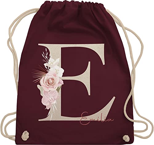 Turnbeutel Rucksack - Anfangsbuchstabe Name I Initialen personalisiert - Unisize - Bordeauxrot - jga taschen schulkind beutel buchstaben e turnsack sporttasche mädchen von Geschenk mit Namen personalisiert by Shirtracer