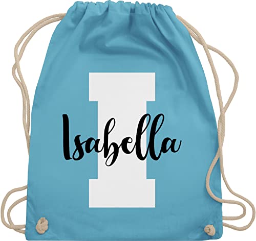 Turnbeutel Rucksack - Anfangsbuchstabe mit Name - Personalisiert Initialen Buchstabe mit Namen bedrucken Custom Gif Persönliche Geschenkidee Geschenk - Unisize - Hellblau - schulkind beutel von Geschenk mit Namen personalisiert by Shirtracer