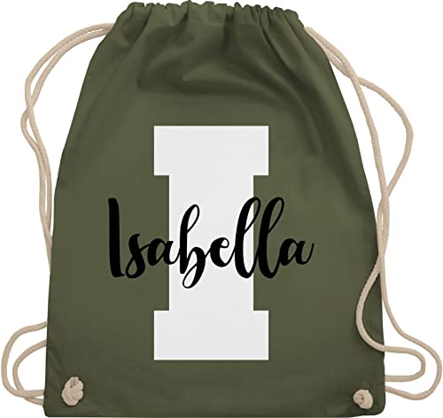 Turnbeutel Rucksack - Anfangsbuchstabe mit Name - Personalisiert Initialen Buchstabe mit Namen bedrucken Custom Gif Persönliche Geschenkidee Geschenk - Unisize - Olivgrün - kindergartentasche von Geschenk mit Namen personalisiert by Shirtracer