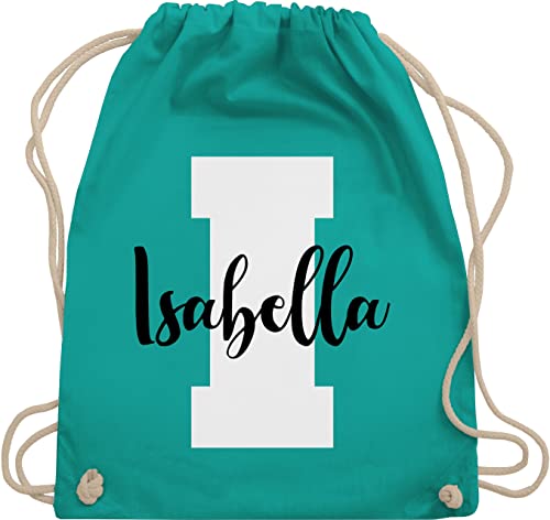 Turnbeutel Rucksack - Anfangsbuchstabe mit Name - Personalisiert Initialen Buchstabe mit Namen bedrucken Custom Gif Persönliche Geschenkidee Geschenk - Unisize - Türkis - schulkind beutel von Geschenk mit Namen personalisiert by Shirtracer