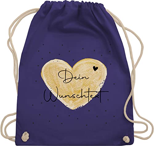 Turnbeutel Rucksack - Aufdruck selbst gestalten - Dein Wunschtext - Unisize - Lila - taschen baumwolle personalisierter drucken lassen mensch herz turnbeutel. beutel selbstgestalten selber gym bag von Geschenk mit Namen personalisiert by Shirtracer