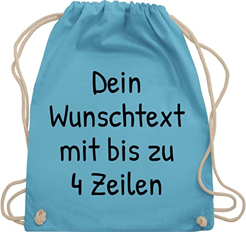 Turnbeutel Rucksack - Aufdruck selbst gestalten - Wunschdruck Text Namen I Eigener Text I Custom Text - Unisize - Hellblau - personalisierter beutel kinder stoffbeutel name wunschtext trinkgeld von Geschenk mit Namen personalisiert by Shirtracer