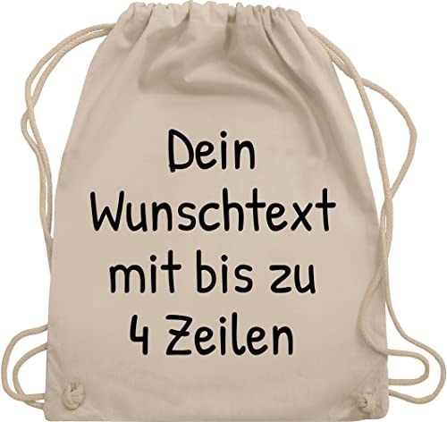 Turnbeutel Rucksack - Aufdruck selbst gestalten - Wunschdruck Text Namen I Eigener Text I Custom Text - Unisize - Naturweiß - personalisierter beutel kinder stoffbeutel name wunschtext trinkgeld von Geschenk mit Namen personalisiert by Shirtracer