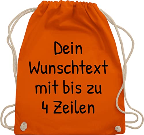 Turnbeutel Rucksack - Aufdruck selbst gestalten - Wunschdruck Text Namen I Eigener Text I Custom Text - Unisize - Orange - personalisierter beutel kinder stoffbeutel name wunschtext trinkgeld von Geschenk mit Namen personalisiert by Shirtracer